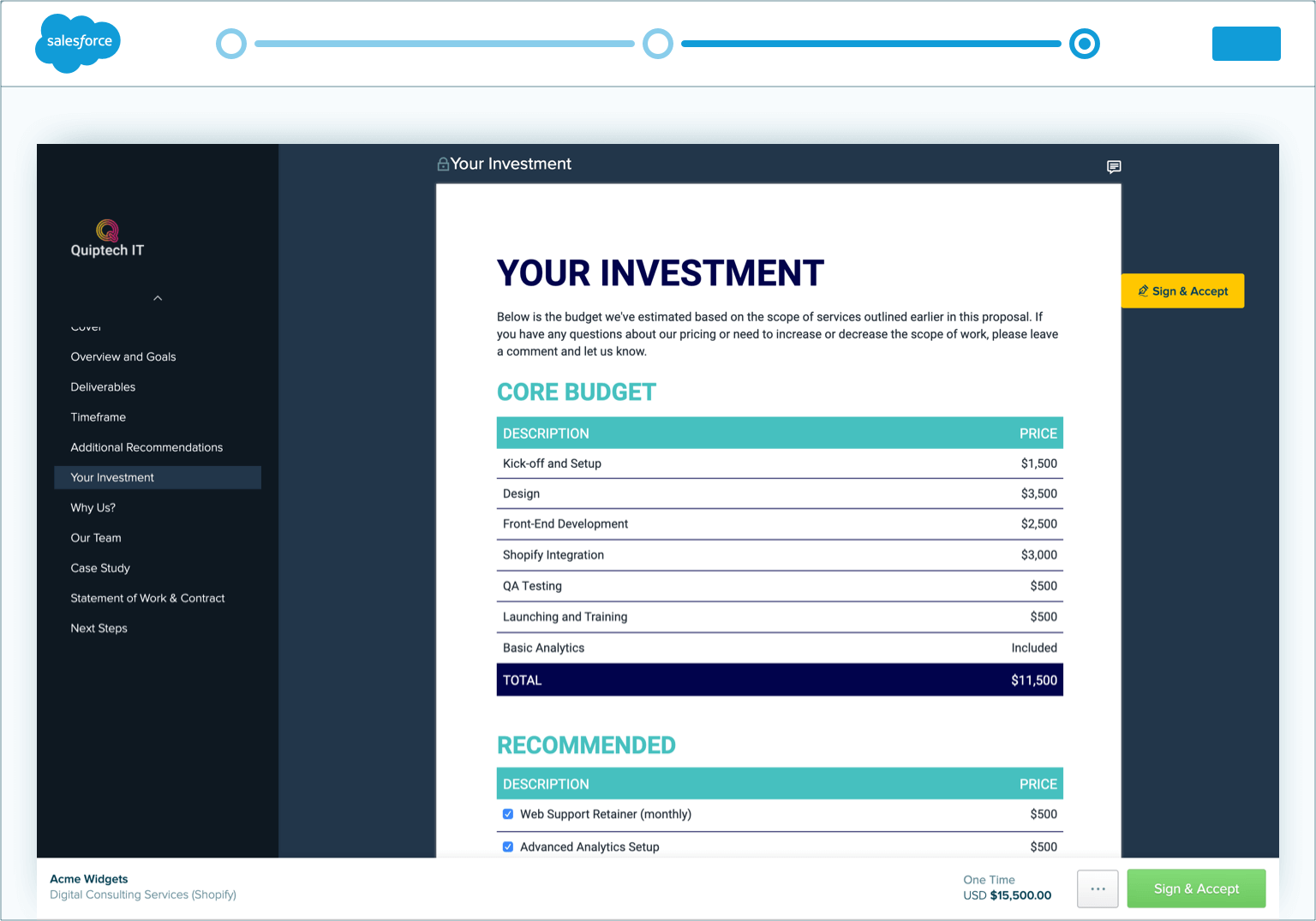 Proposify inside Salesforce
